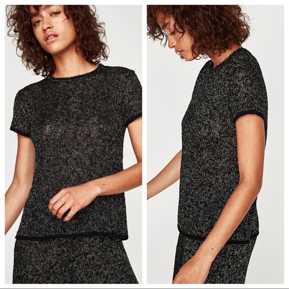 🌹NWT. Zara Black Knit Top/Sweater. Size S. - Picture 3 of 8